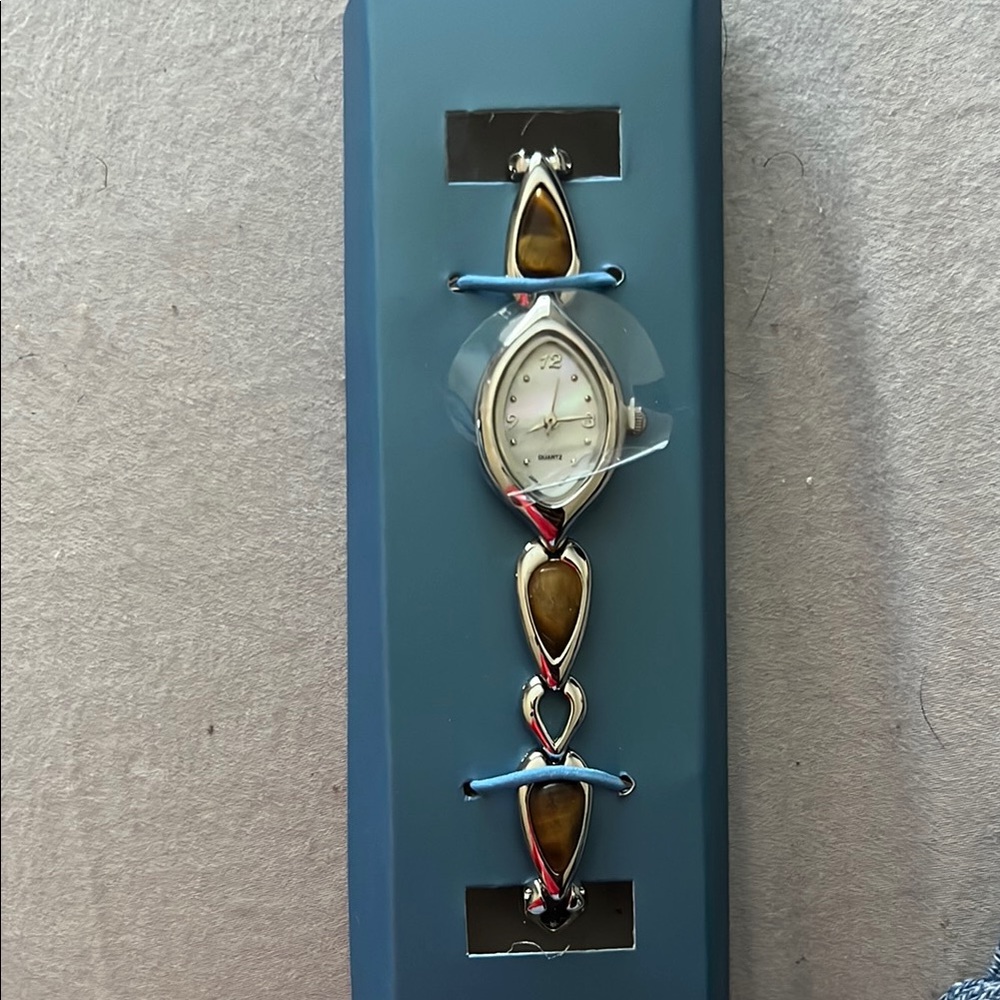 Silver and Brown Teardrop Watch